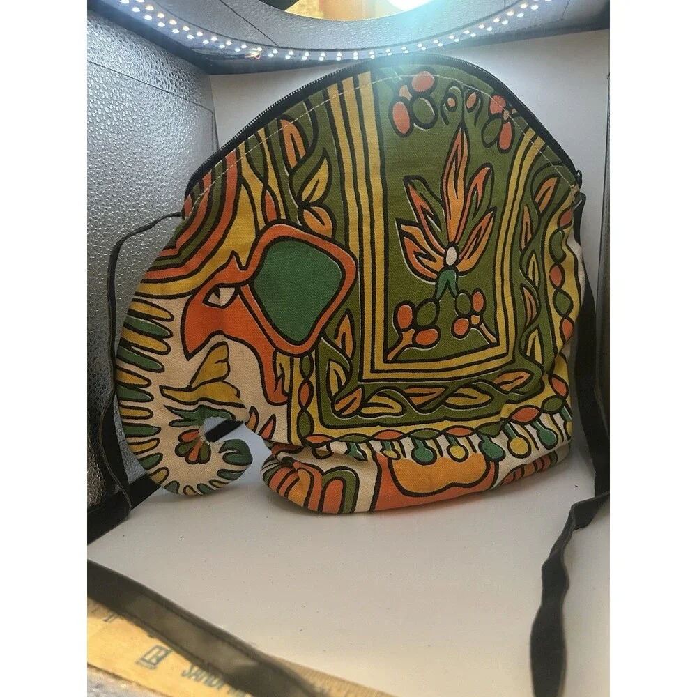 Vibrant Boho Style Banjara Indian Canvas Crossbody Tote Bag